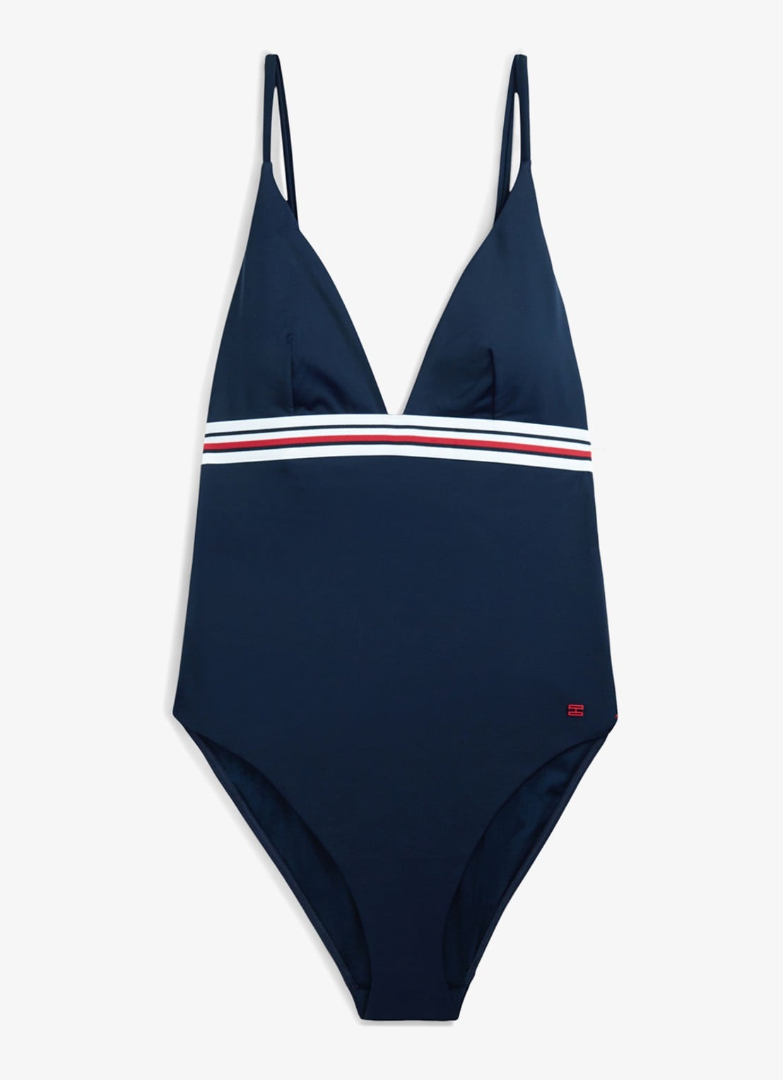 Tommy Hilfiger Badpak met uitneembare vulling - voorkant donkerblauw