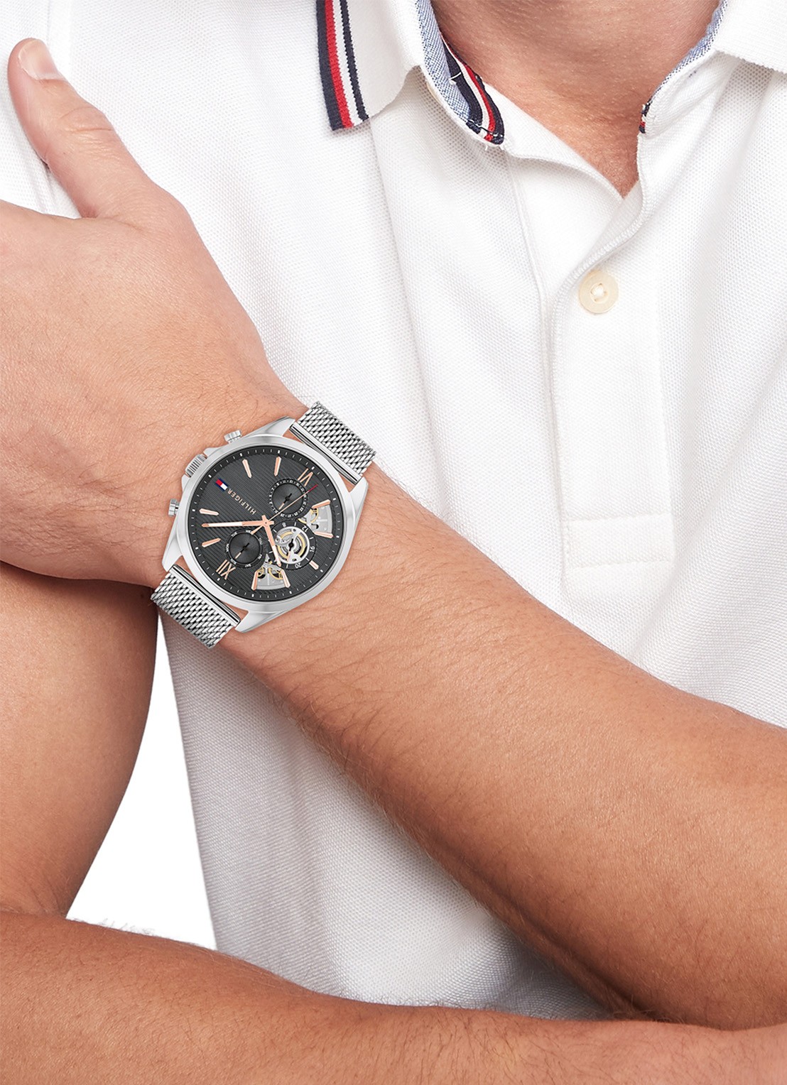 Tommy Hilfiger Baker horloge TH1710646  - voorkant 2 zilver