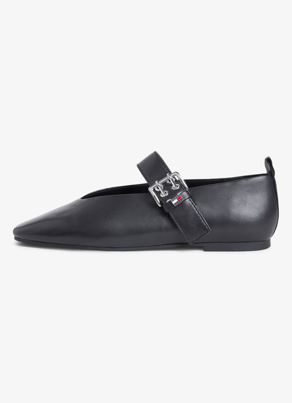 Tommy Hilfiger Ballerina van schapenleer - voorkant zwart