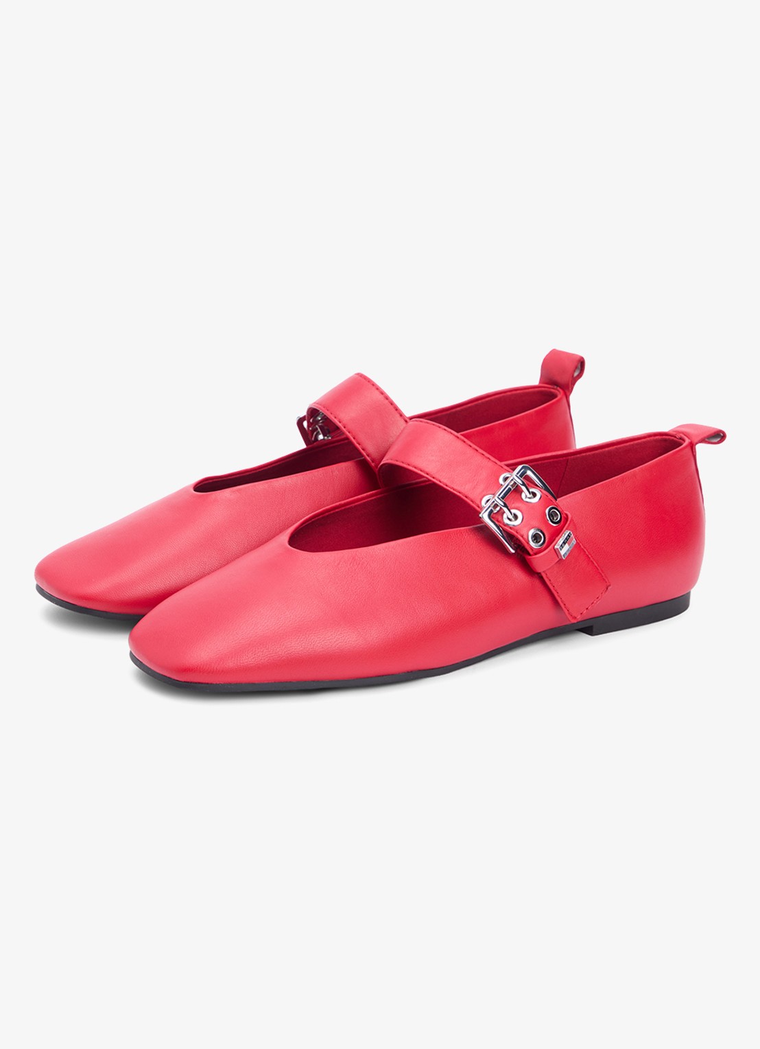 Tommy Hilfiger Ballerina van schapenleer - voorkant 2 rood