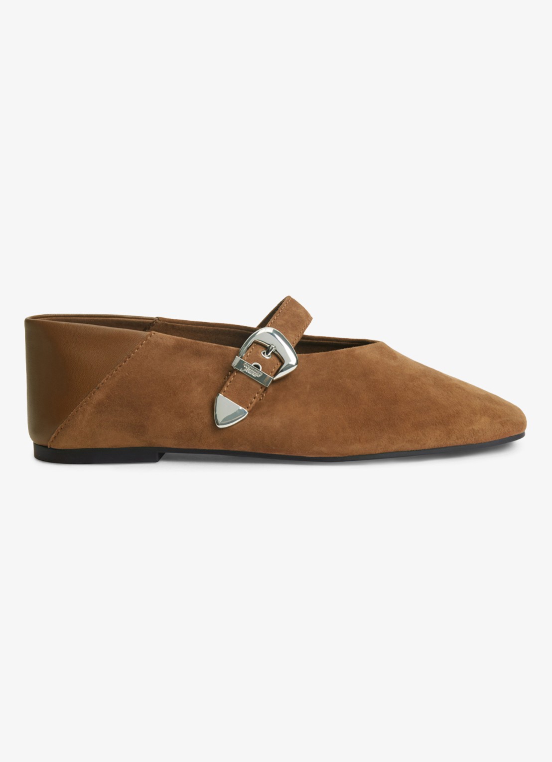 Tommy Hilfiger Ballerina van schapenleer - voorkant lichtbruin