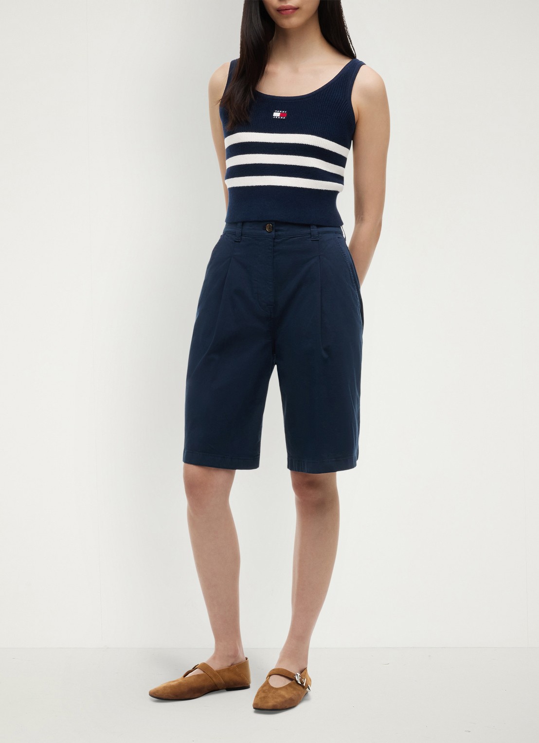 Tommy Hilfiger Ballerina van schapenleer - voorkant 2 lichtbruin