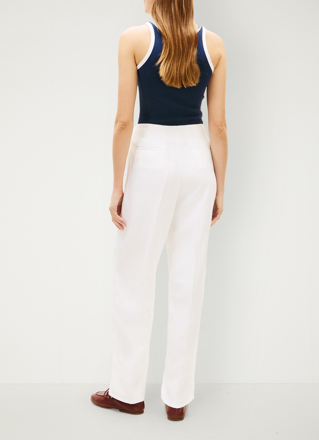 Tommy Hilfiger Barrel high waist pantalon in linnenblend - achterkant 5 wit