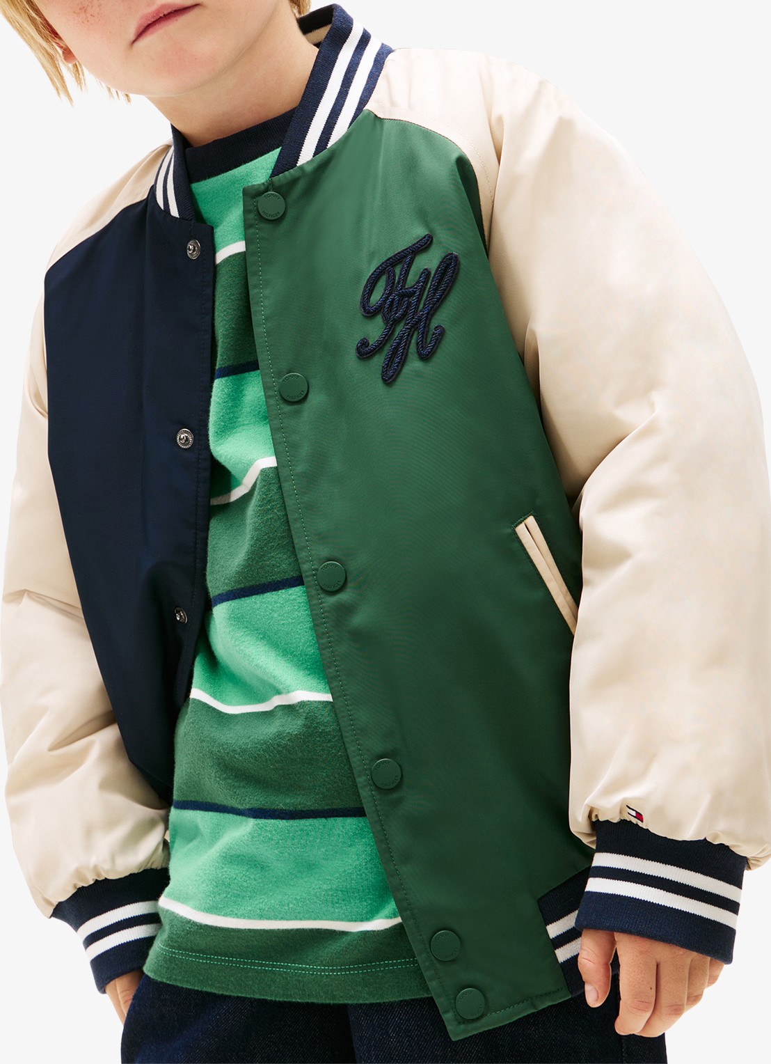 Tommy Hilfiger Baseball jack met logo - detail 4 beige