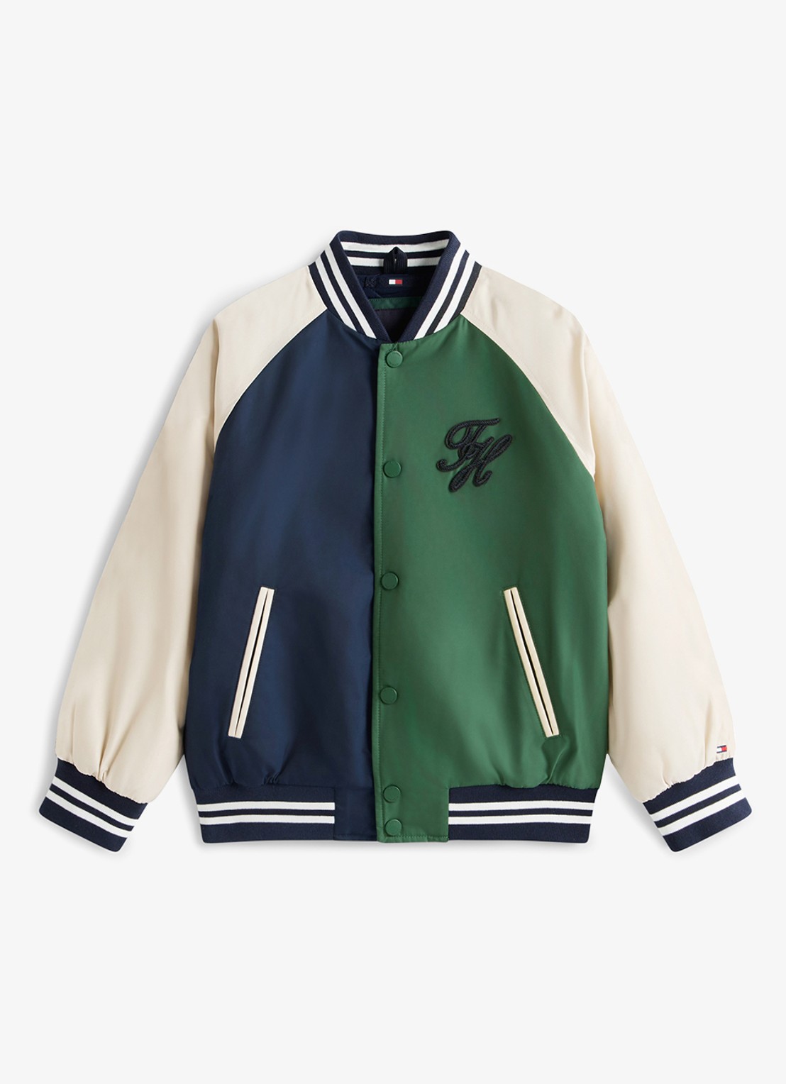 Tommy Hilfiger Baseball jack met logo - voorkant beige