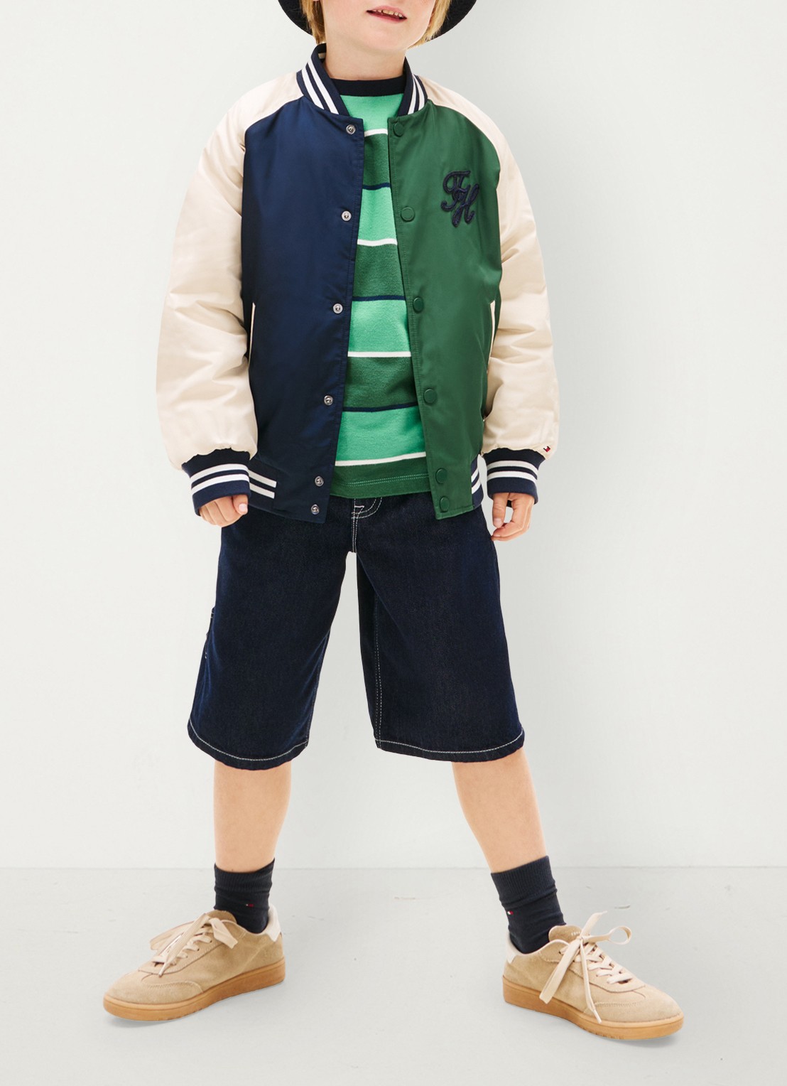 Tommy Hilfiger Baseball jack met logo - voorkant 2 beige