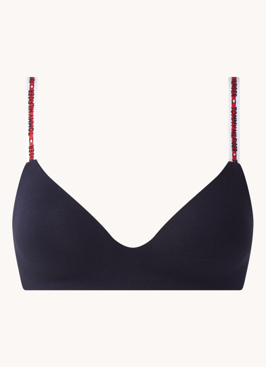 Tommy Hilfiger Bh zonder beugel met logoband - voorkant donkerblauw