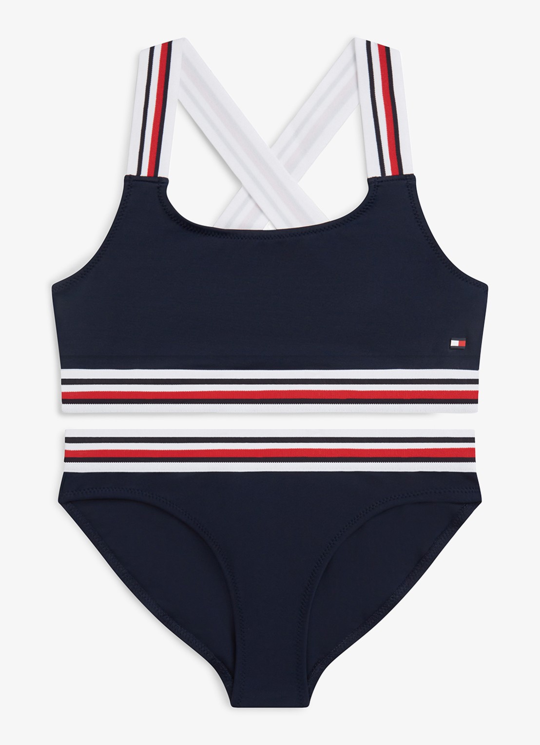 Tommy Hilfiger Bikiniset met gestreept detail - voorkant donkerblauw