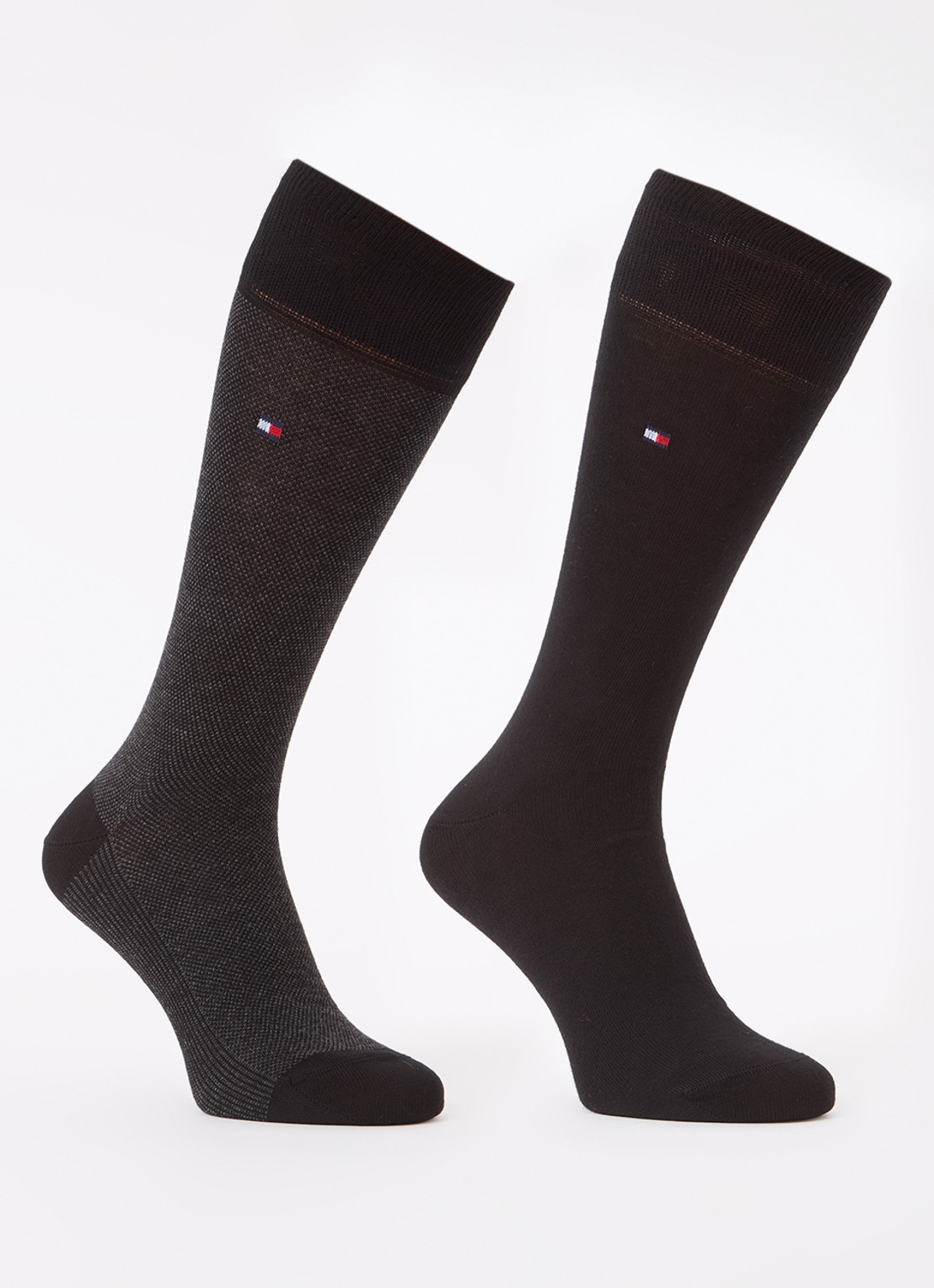Tommy Hilfiger Birdseye sokken in 2-pack - voorkant zwart