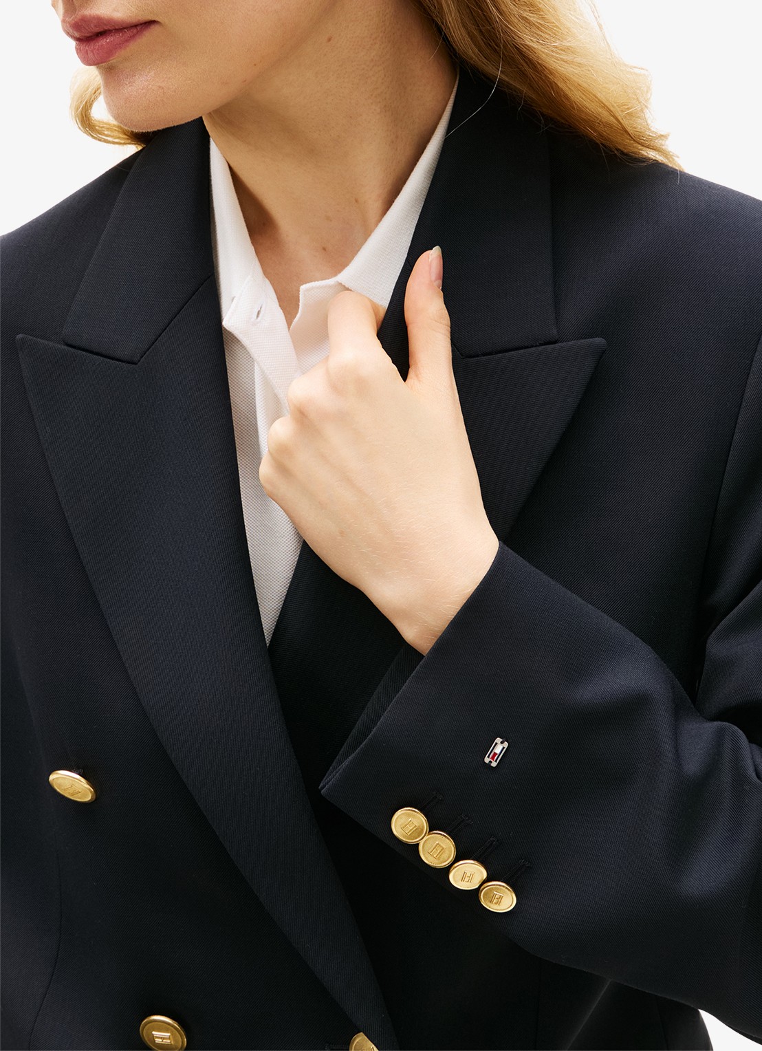 Tommy Hilfiger Blazer in wolblend - detail 5 donkerblauw