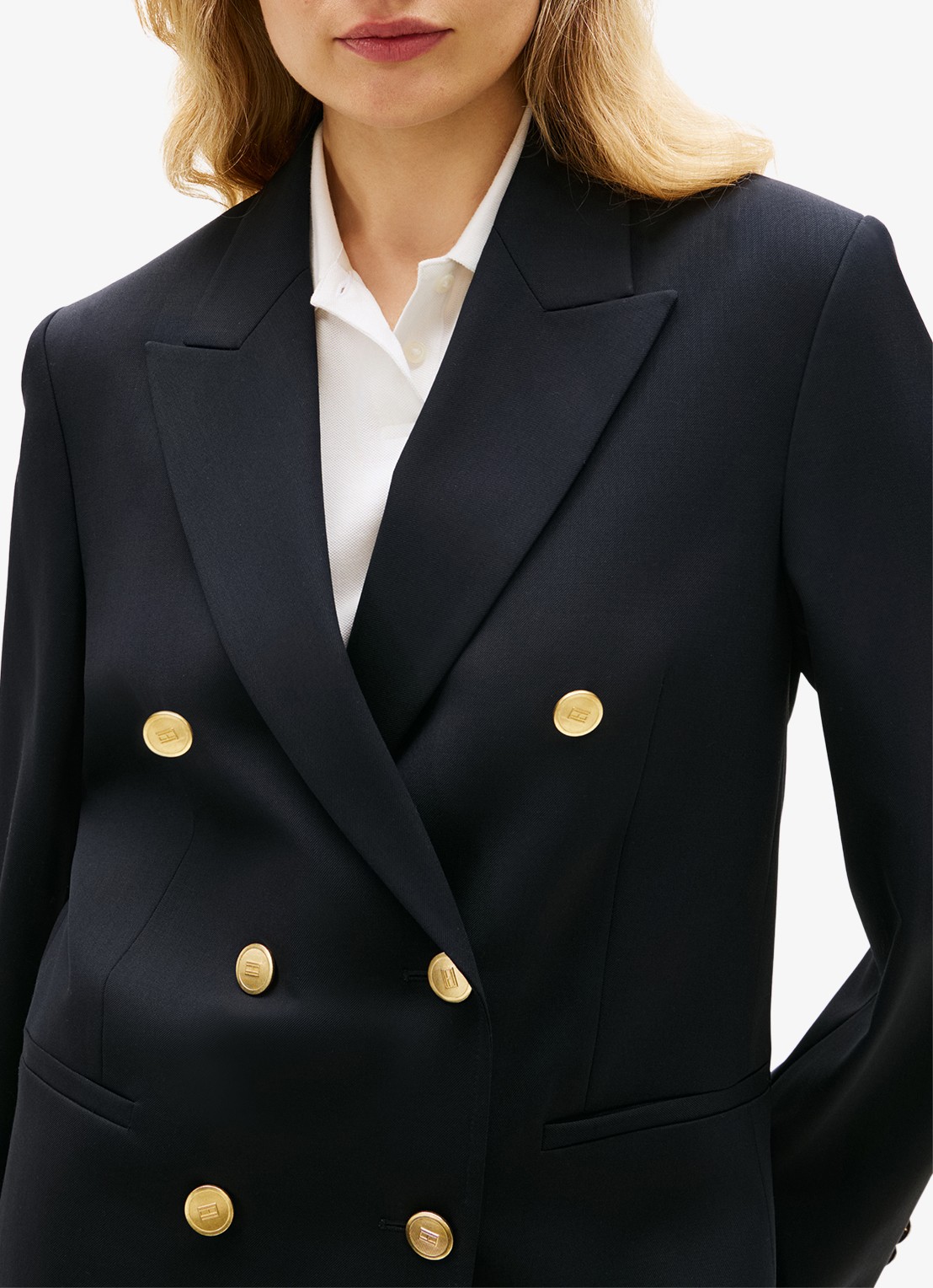 Tommy Hilfiger Blazer in wolblend - detail 7 donkerblauw