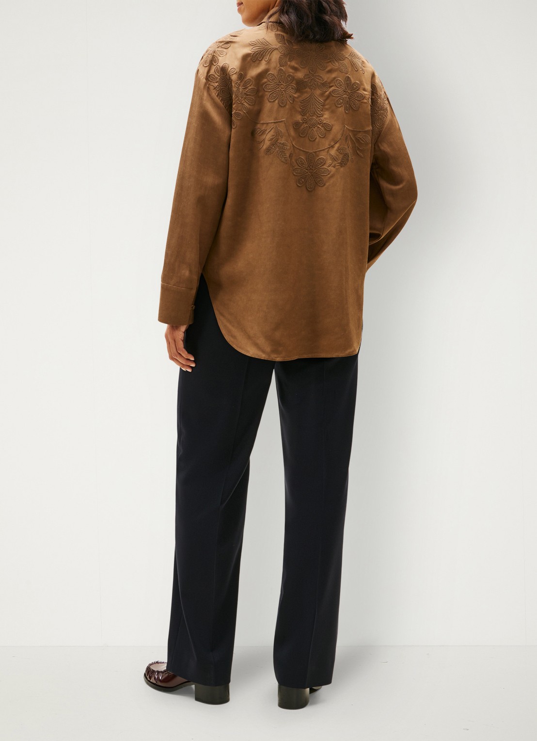 Tommy Hilfiger Blouse in linnenblend met borduring - achterkant camel