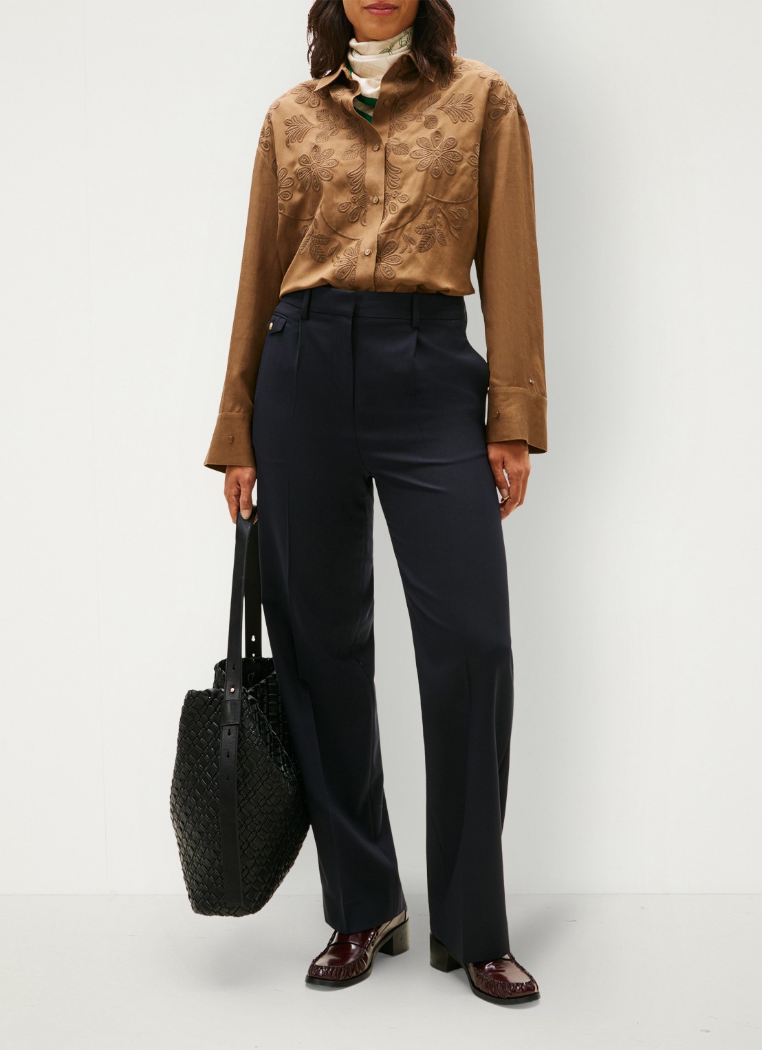 Tommy Hilfiger Blouse in linnenblend met borduring - voorkant 5 camel