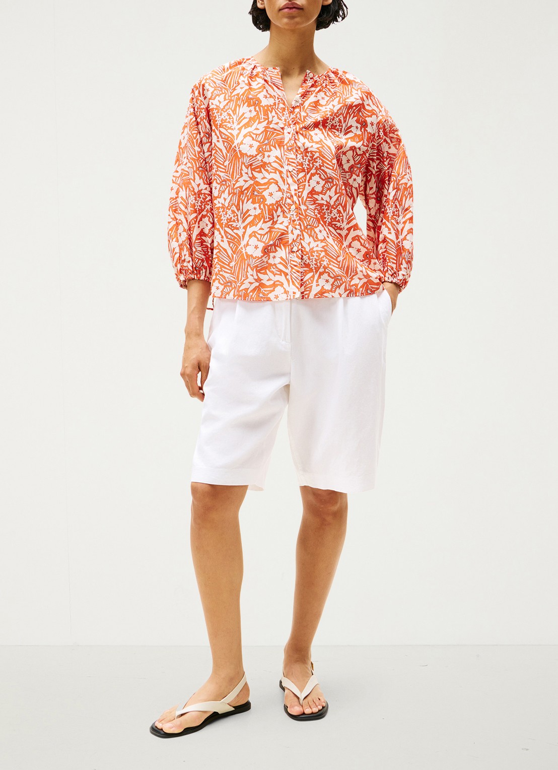 Tommy Hilfiger Blouse met bloemenprint - voorkant 3 oranje