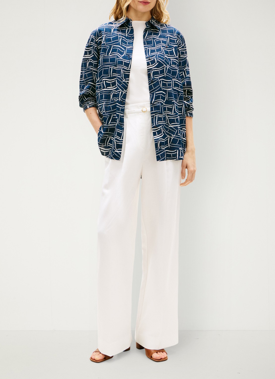 Tommy Hilfiger Blouse met grafische print - voorkant 2 donkerblauw