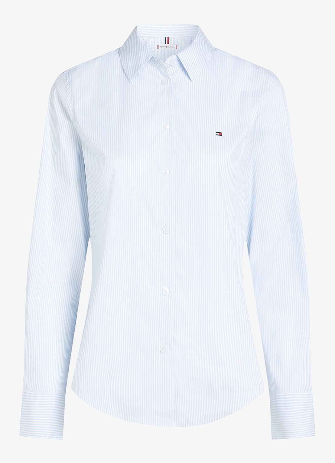 Tommy Hilfiger Blouse met logo - voorkant lichtblauw