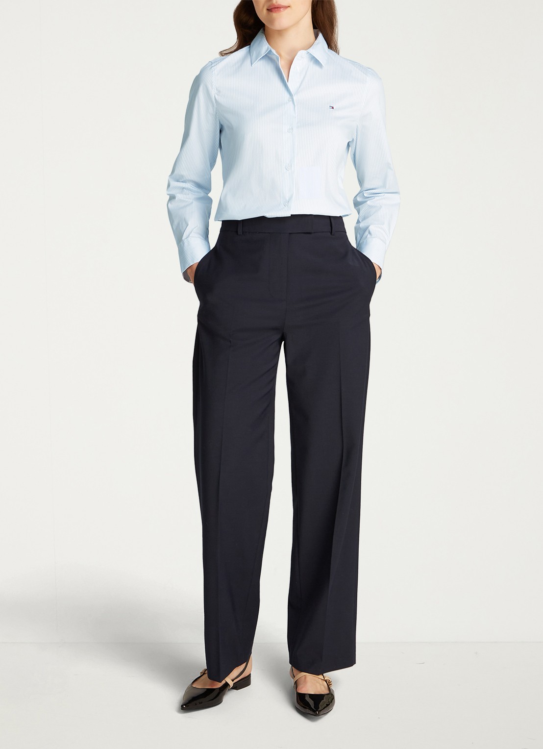 Tommy Hilfiger Blouse met logo - voorkant 2 lichtblauw