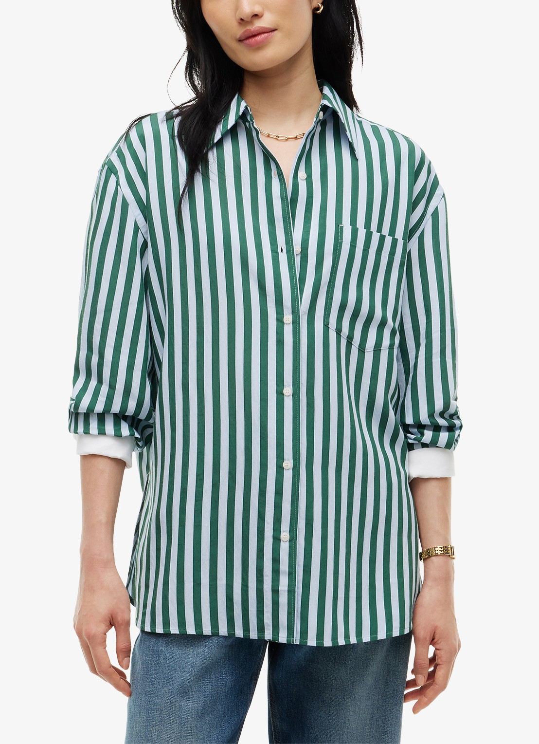 Tommy Hilfiger Blouse met streepdessin  - detail groen