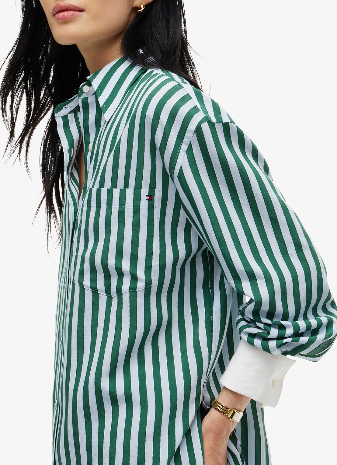 Tommy Hilfiger Blouse met streepdessin  - detail 2 groen