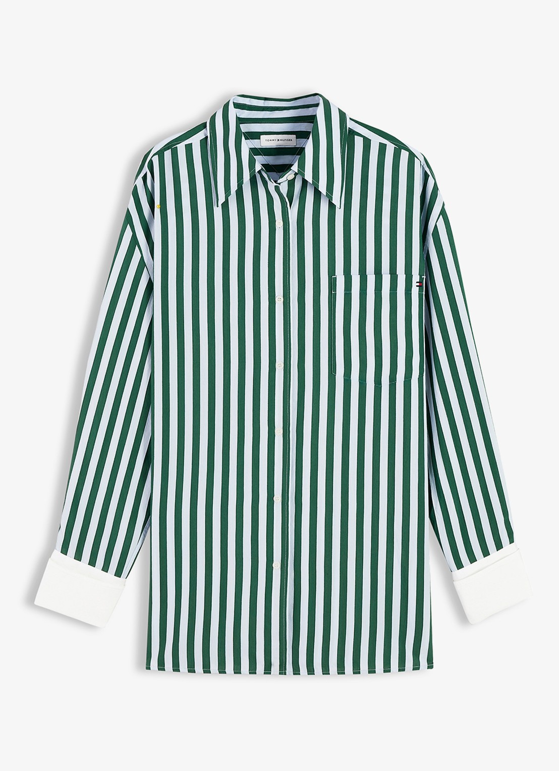 Tommy Hilfiger Blouse met streepdessin  - voorkant 4 groen