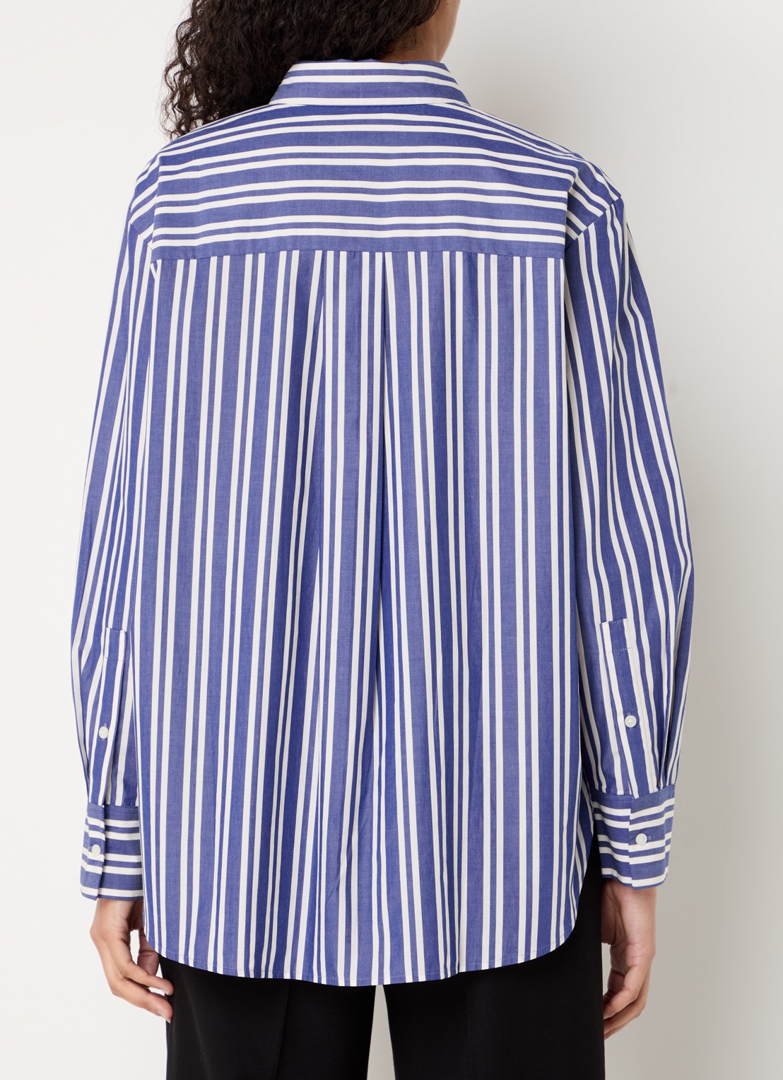Tommy Hilfiger Blouse met streepprint en borstzak - achterkant 5 petrol