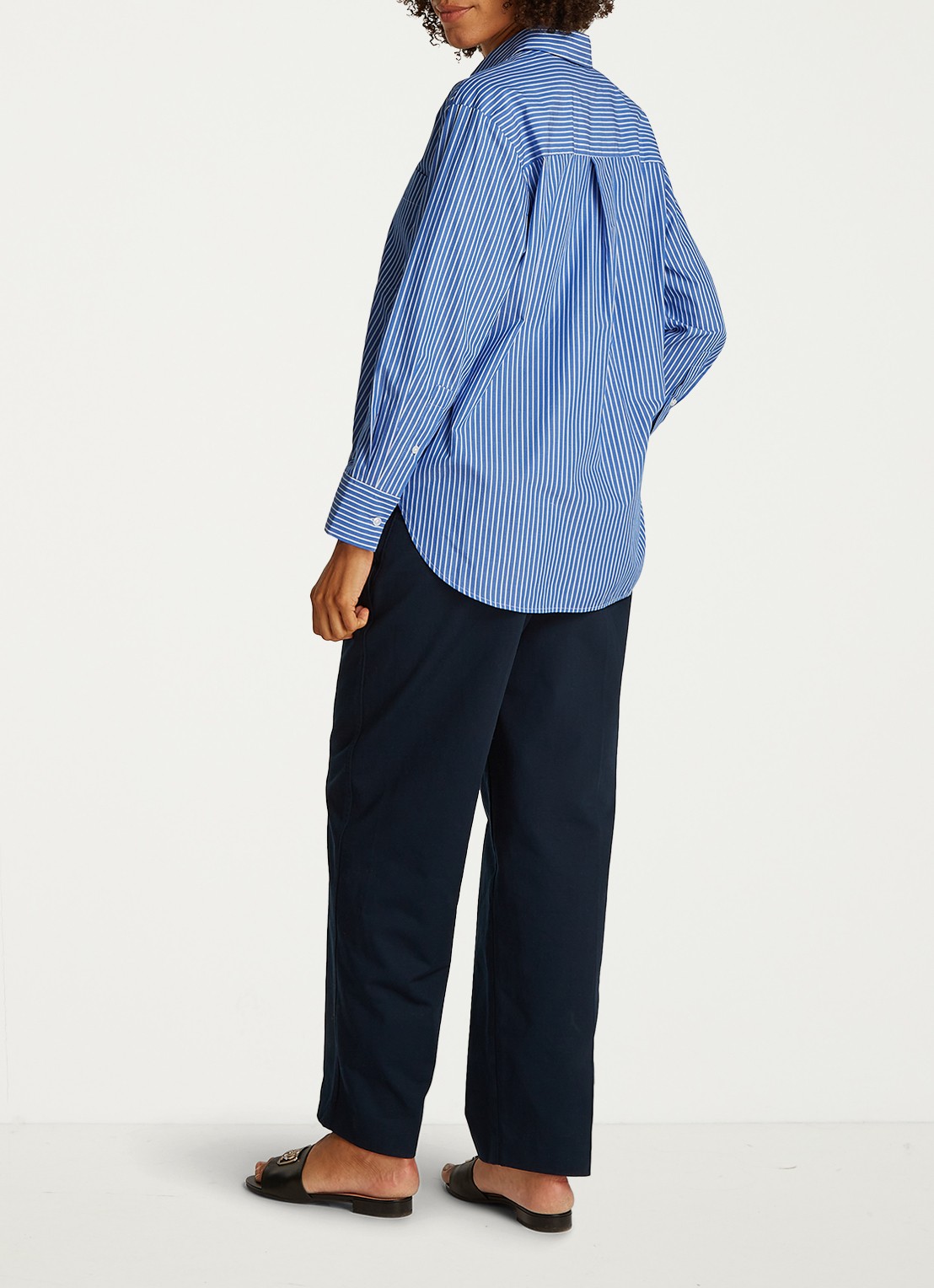 Tommy Hilfiger Blouse met streepprint en borstzak - achterkant 5 blauw