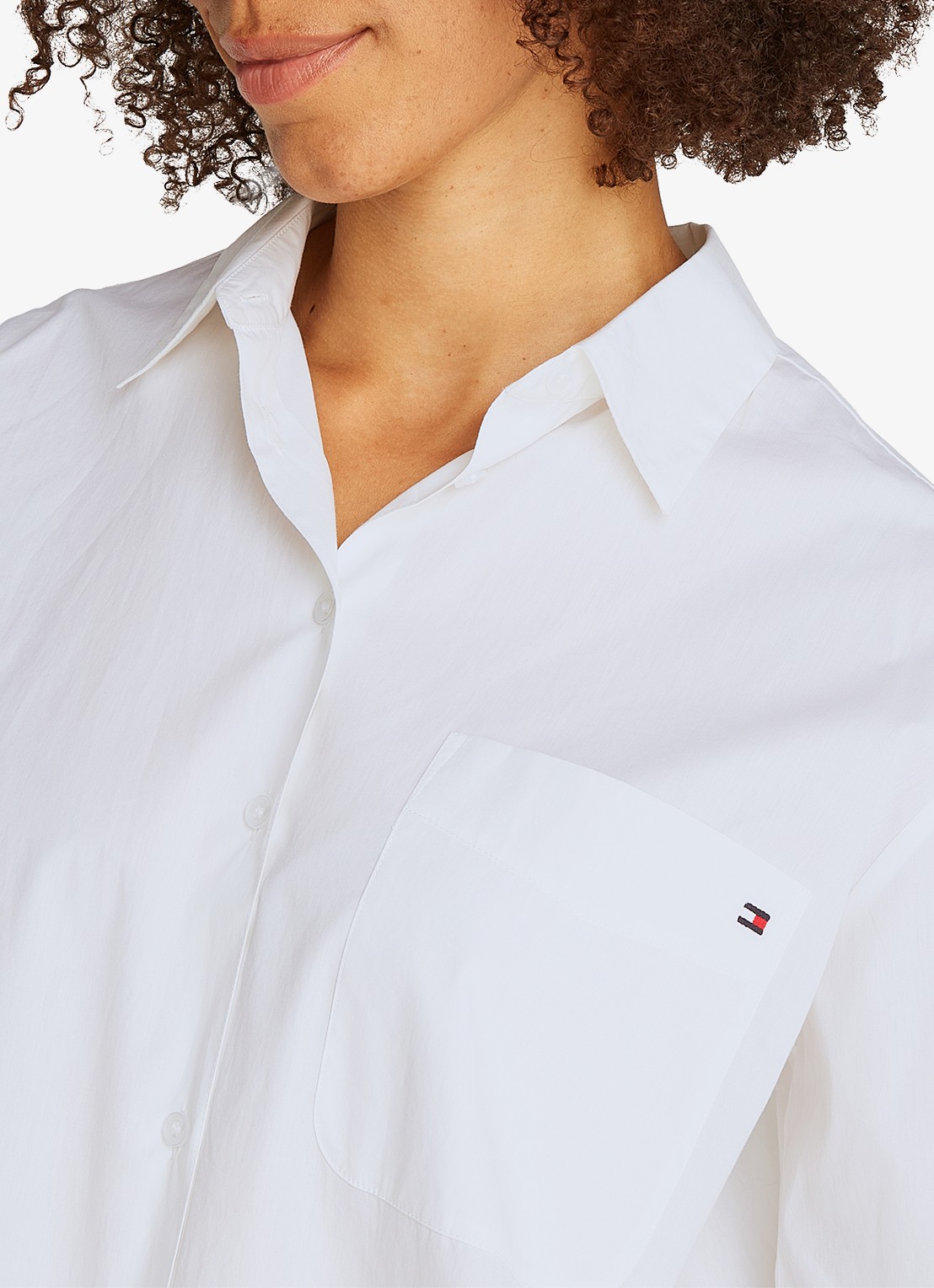 Tommy Hilfiger Blouse met streepprint en borstzak - detail 5 wit