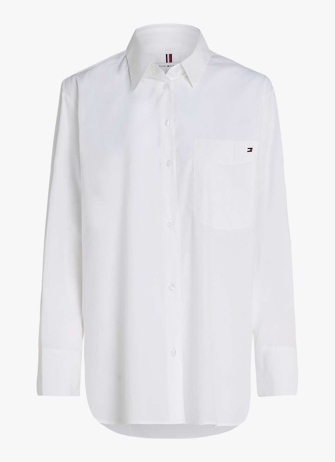 Tommy Hilfiger Blouse met streepprint en borstzak - voorkant 2 wit