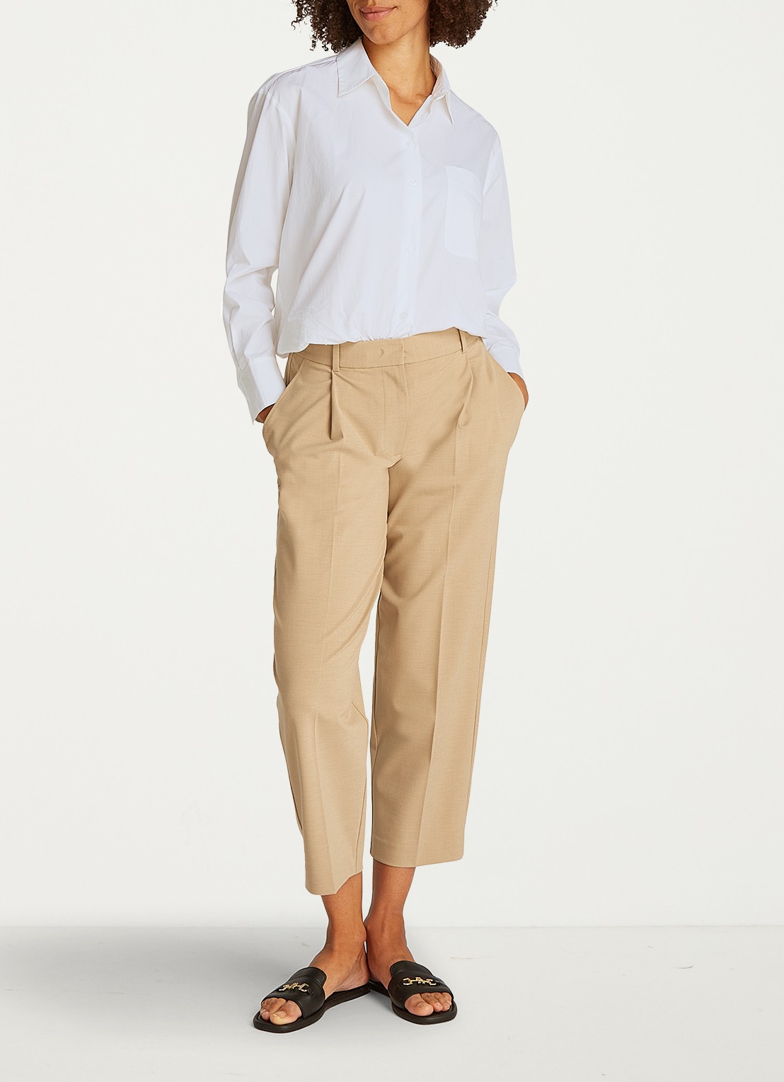 Tommy Hilfiger Blouse met streepprint en borstzak - voorkant 3 wit