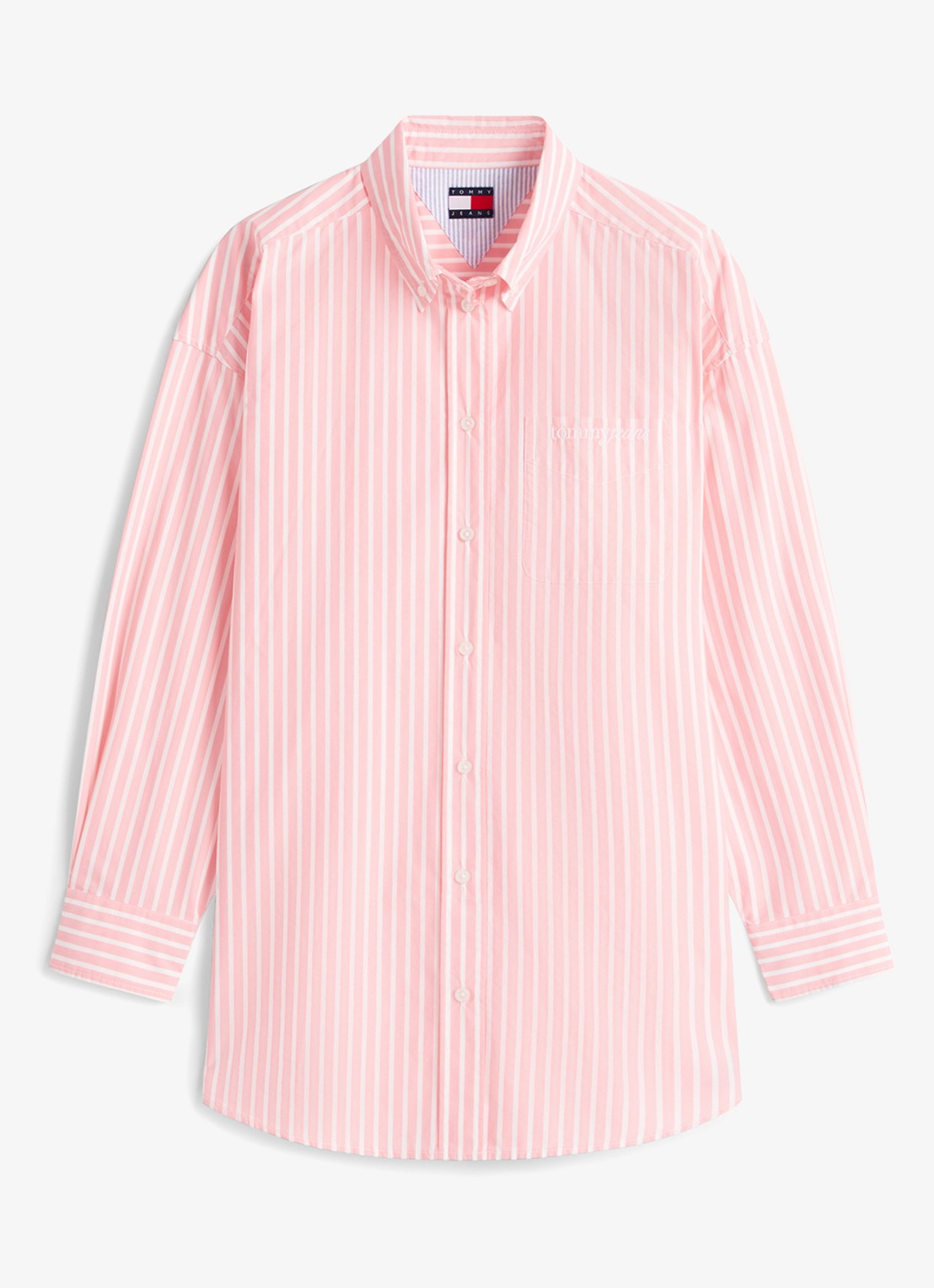 Tommy Hilfiger Blouse met streepprint en borstzak - voorkant 2 roze
