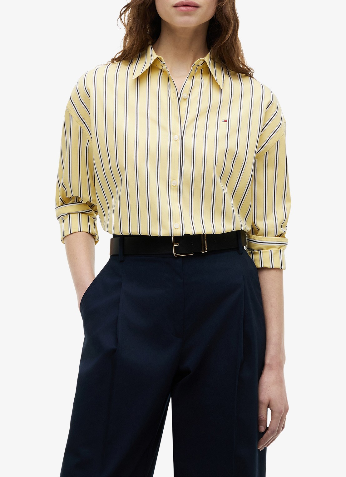 Tommy Hilfiger Blouse met streepprint en logo - detail 4 geel