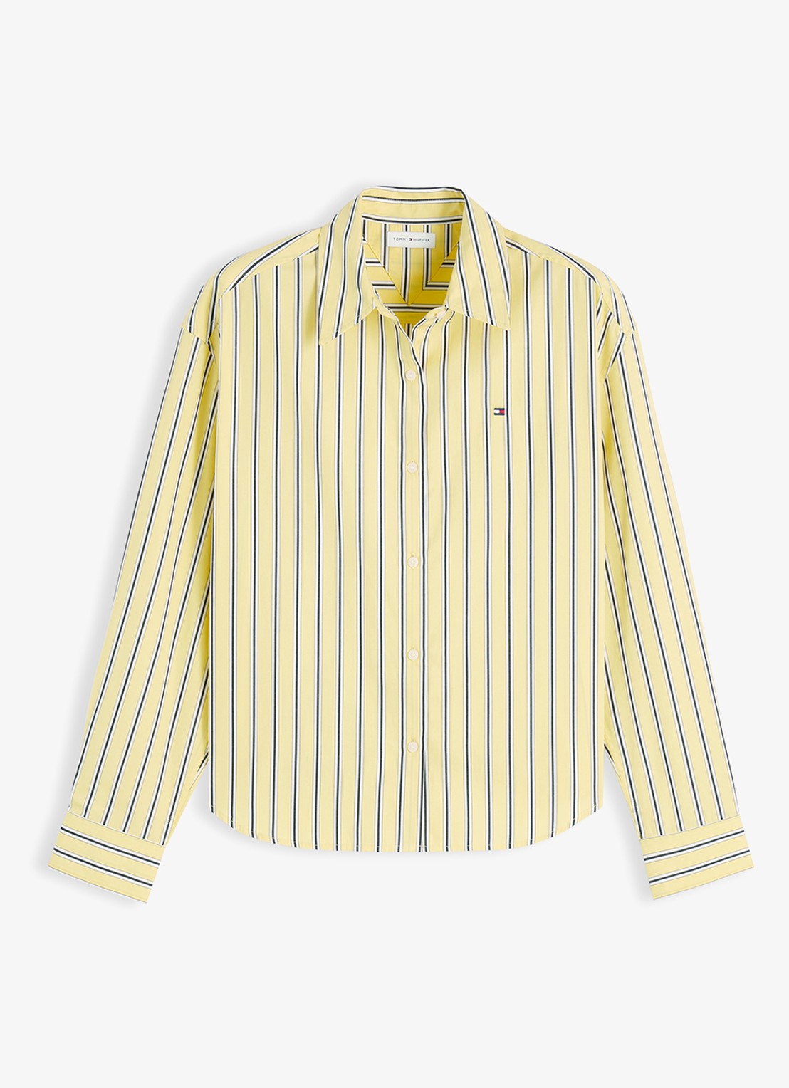 Tommy Hilfiger Blouse met streepprint en logo - voorkant geel