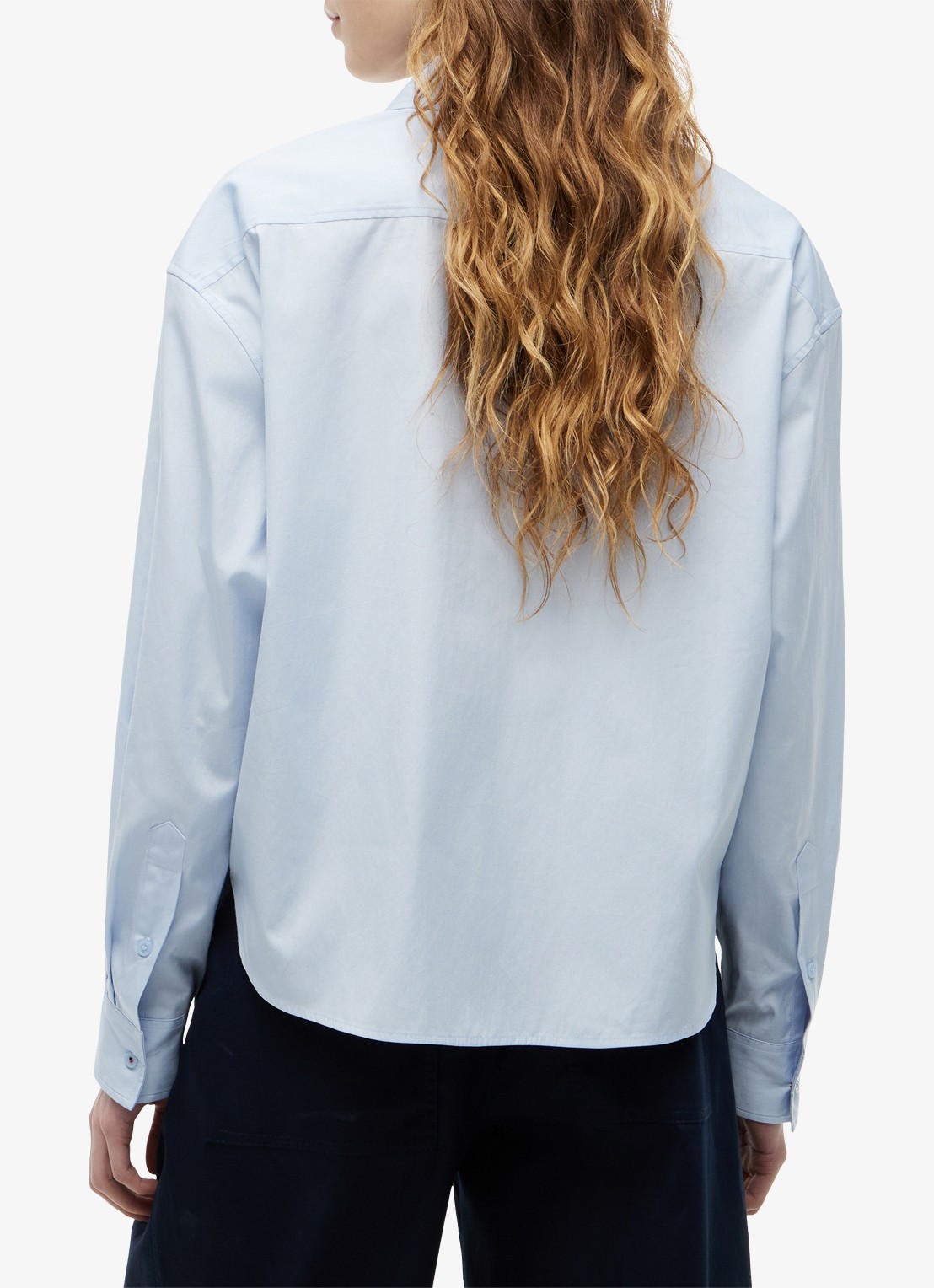 Tommy Hilfiger Blouse met streepprint en logo - achterkant 3 lichtblauw
