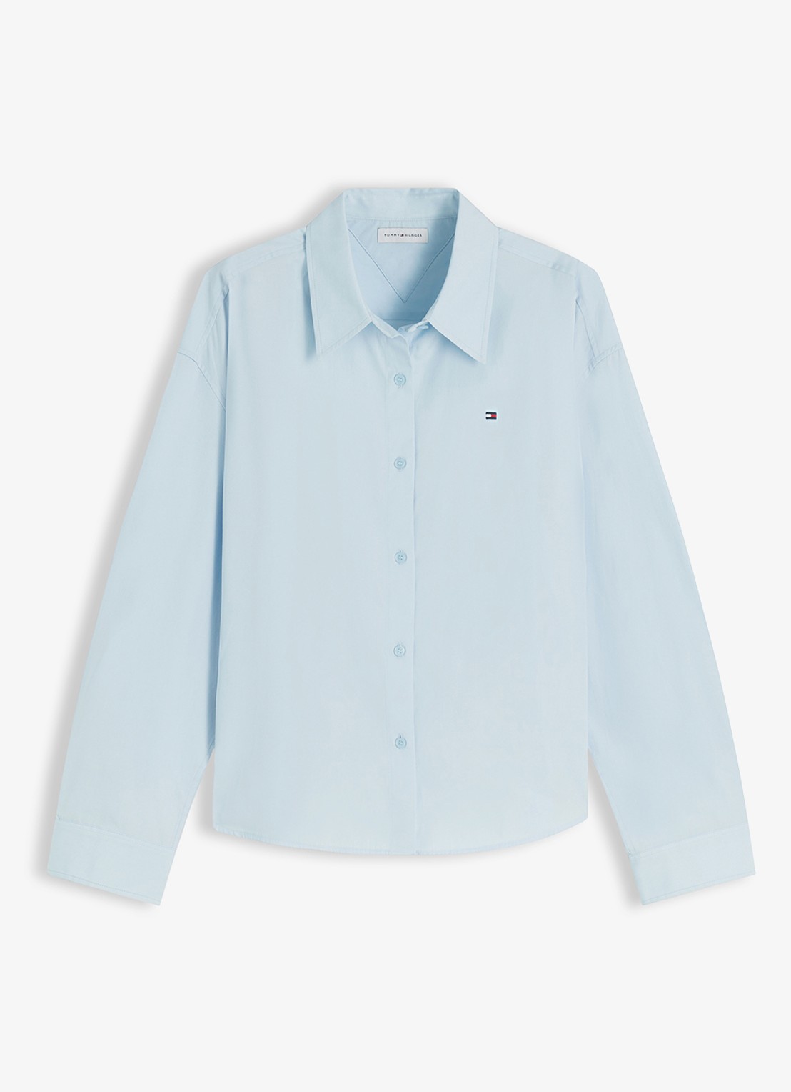 Tommy Hilfiger Blouse met streepprint en logo - voorkant 4 lichtblauw