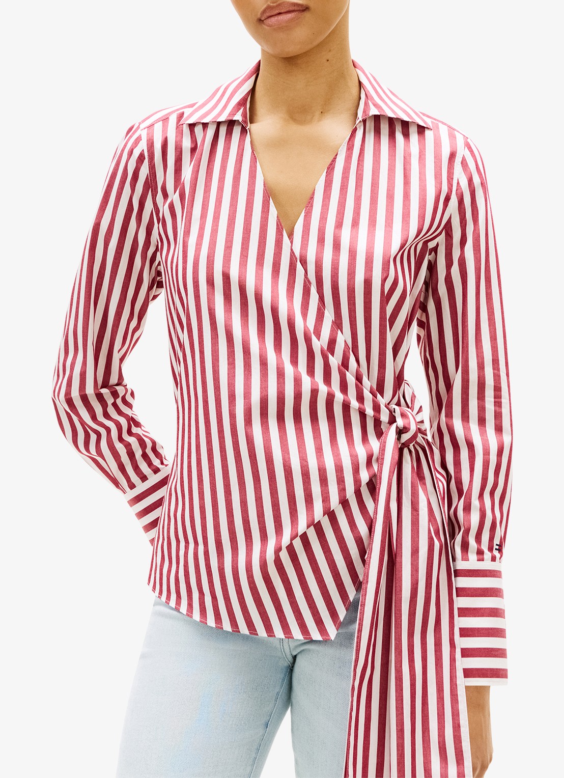 Tommy Hilfiger Blouse met streepprint - detail rood