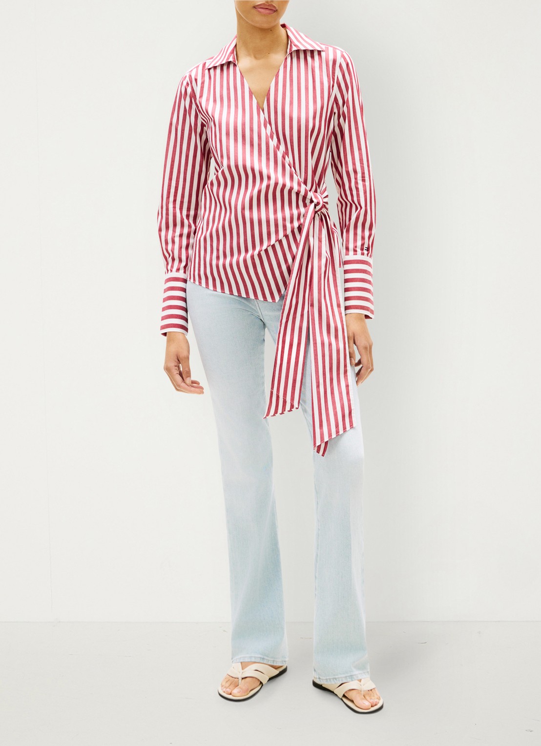 Tommy Hilfiger Blouse met streepprint - voorkant 4 rood