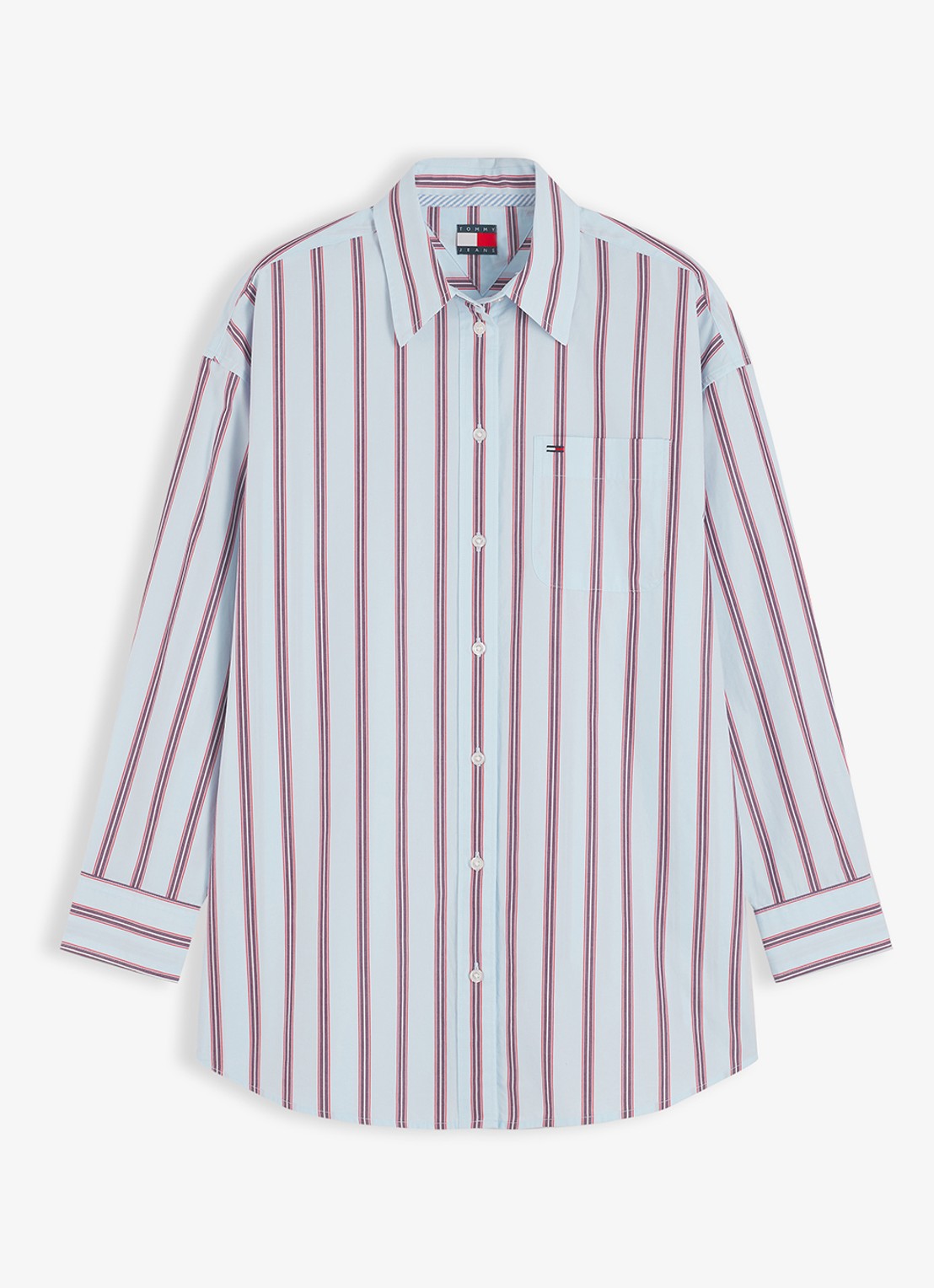 Tommy Hilfiger Blouse met streepprint - voorkant lichtblauw