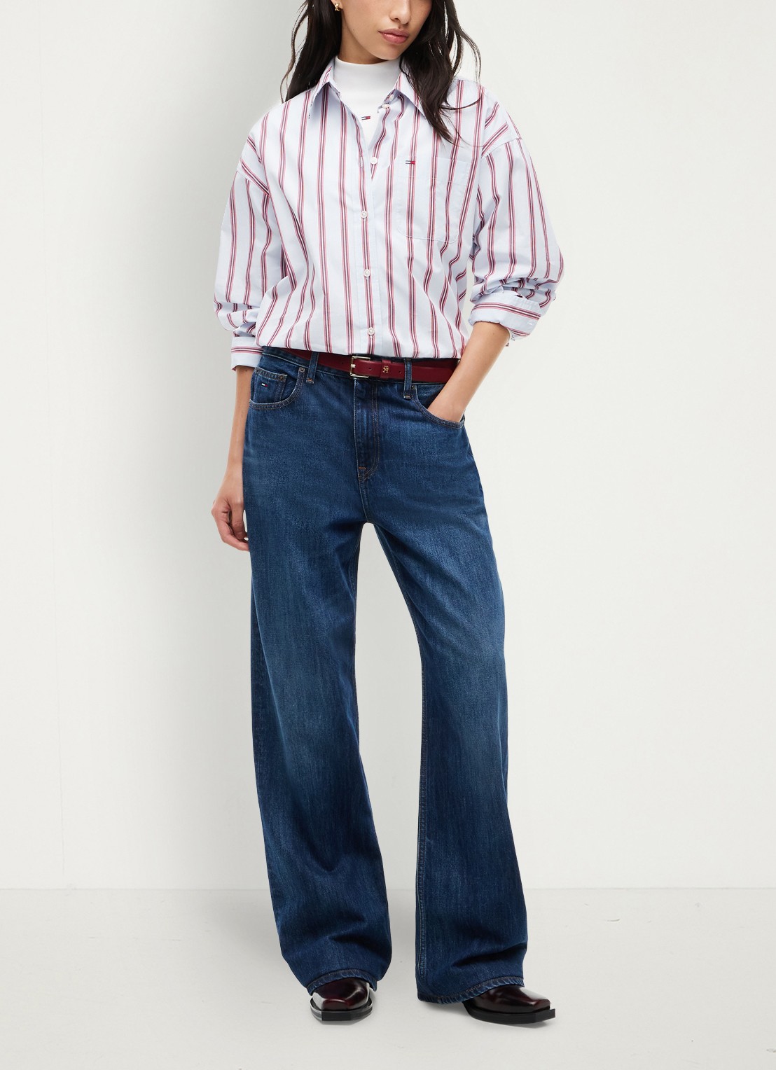 Tommy Hilfiger Blouse met streepprint - voorkant 2 lichtblauw