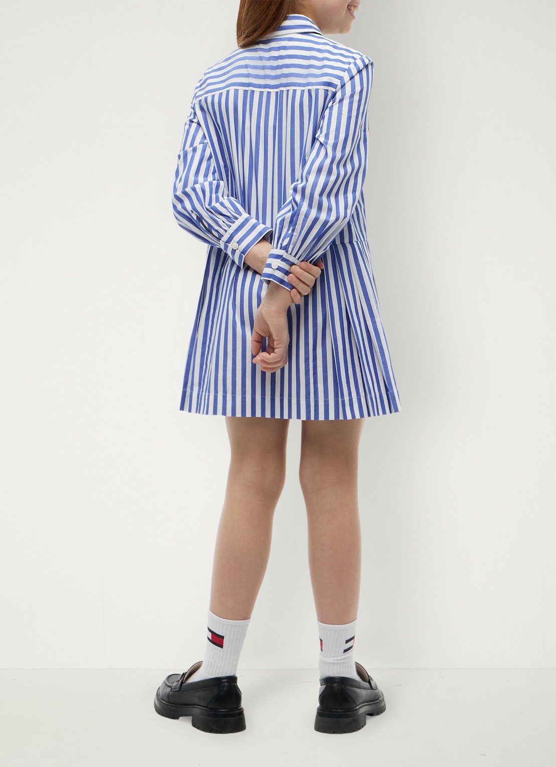Tommy Hilfiger Blousejurk met streepprint en logoborduring - achterkant 3 noble blue-c8p / blauw