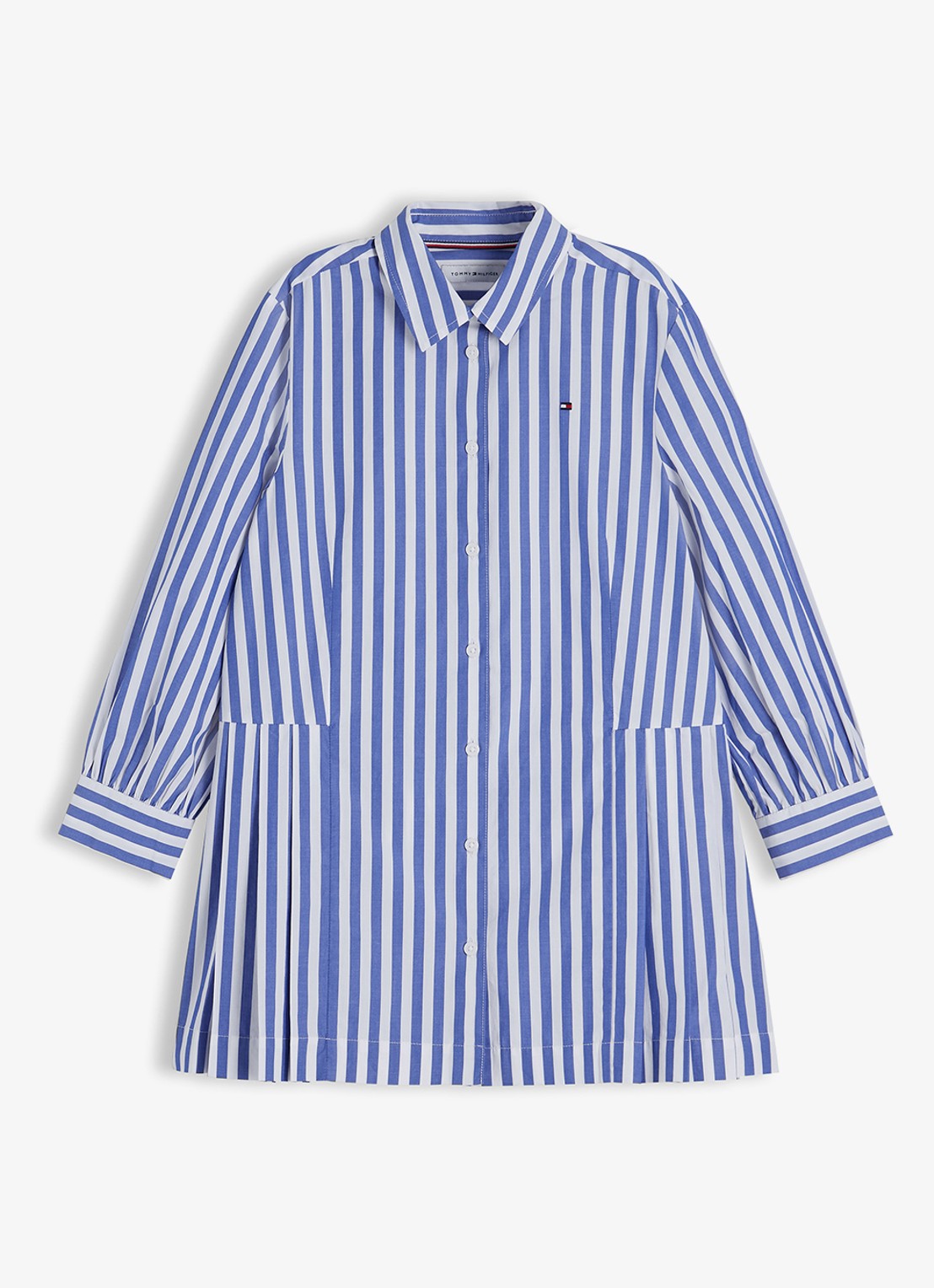 Tommy Hilfiger Blousejurk met streepprint en logoborduring - voorkant 2 noble blue-c8p / blauw