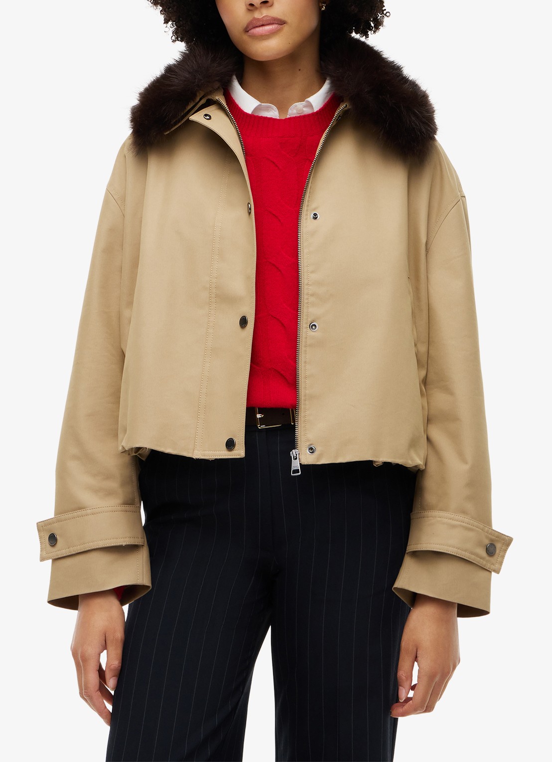 Tommy Hilfiger Bomberjack met afneembare kraag - detail 4 camel