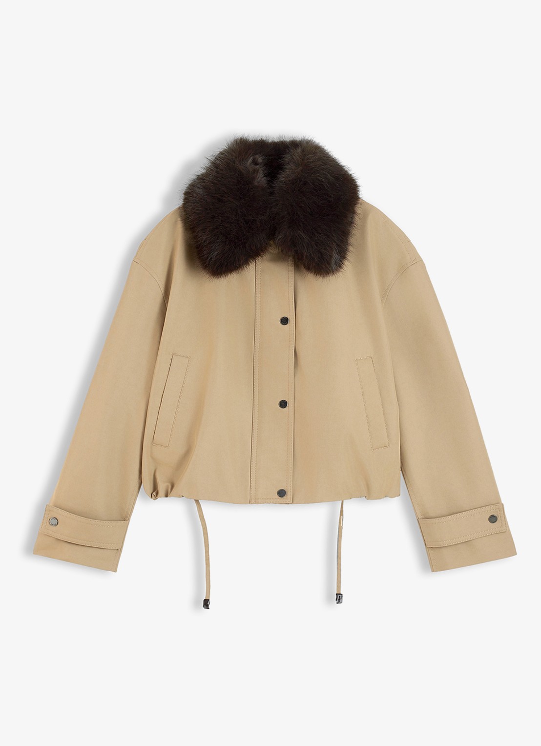Tommy Hilfiger Bomberjack met afneembare kraag - voorkant camel