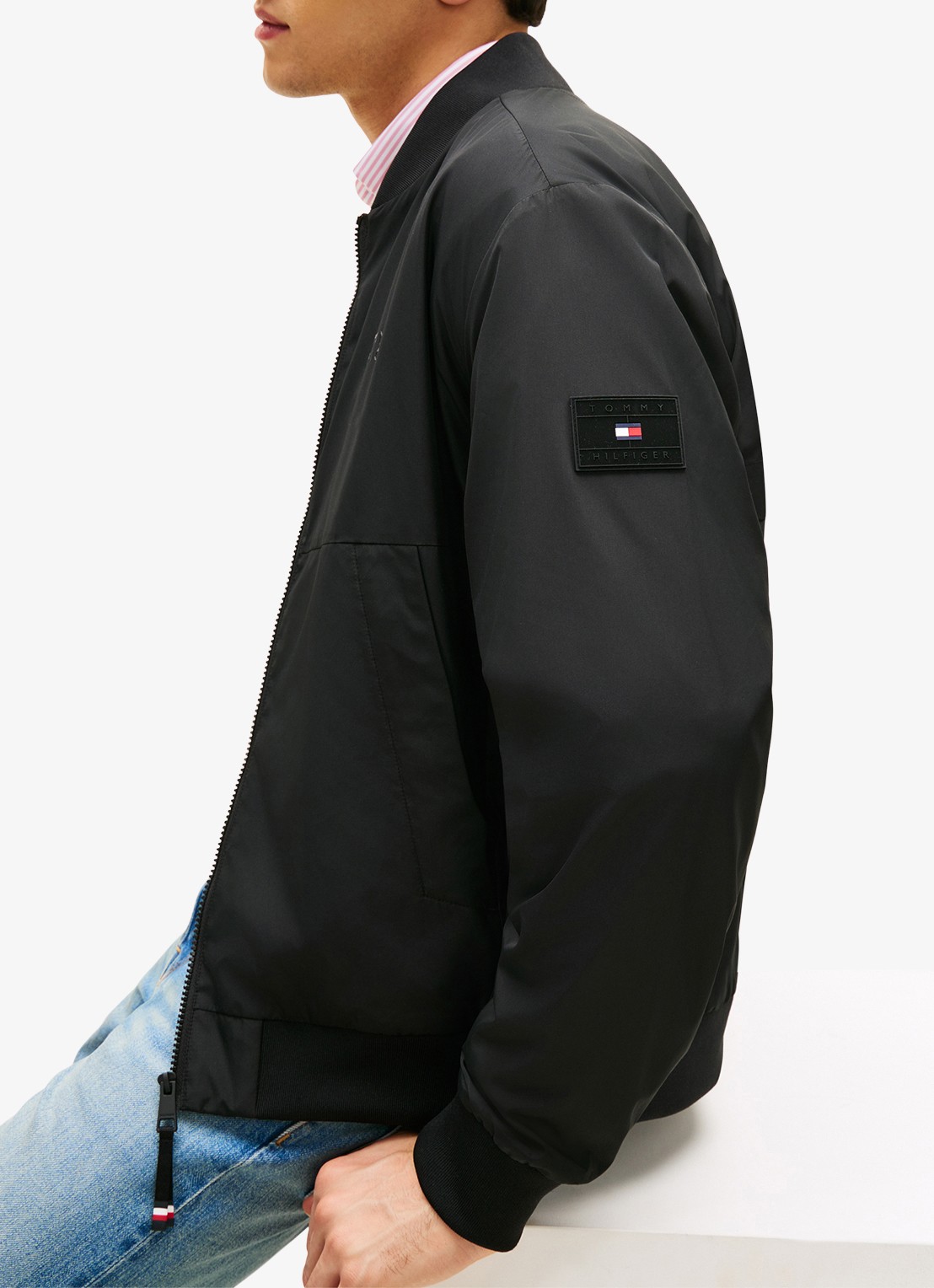 Tommy Hilfiger Bomberjack met logo - detail 3 zwart