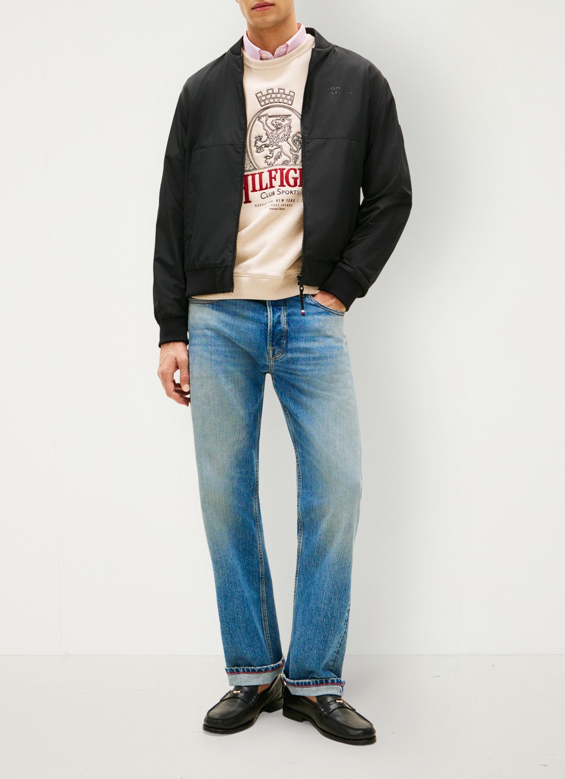 Tommy Hilfiger Bomberjack met logo - voorkant 6 zwart