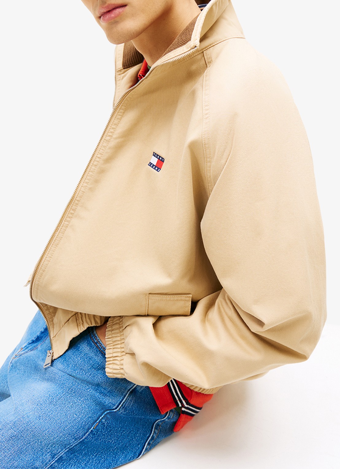 Tommy Hilfiger Bomberjack met logoborduring en steekzakken - detail 3 lichtbruin