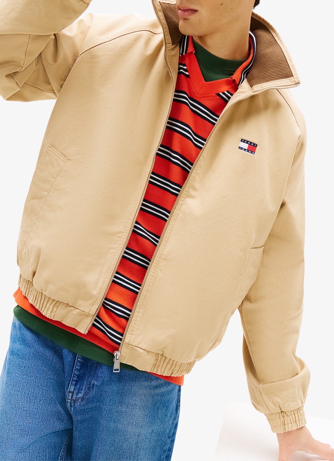 Tommy Hilfiger Bomberjack met logoborduring en steekzakken - detail 4 lichtbruin