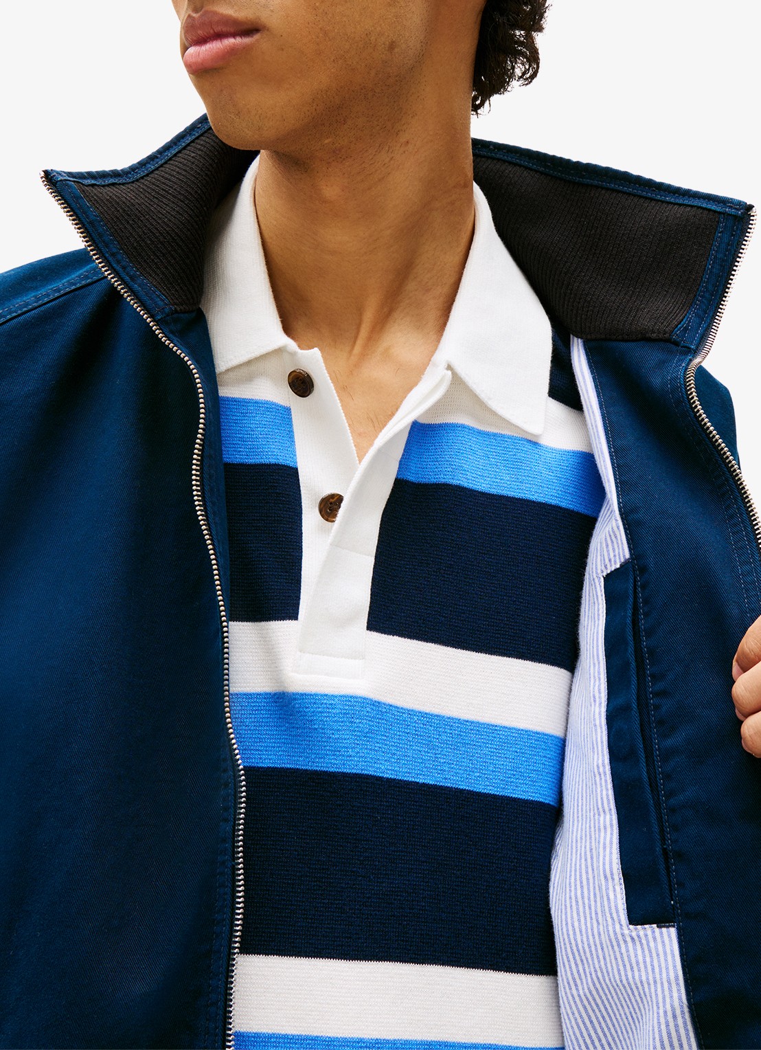 Tommy Hilfiger Bomberjack met logoborduring en steekzakken - detail 3 donkerblauw