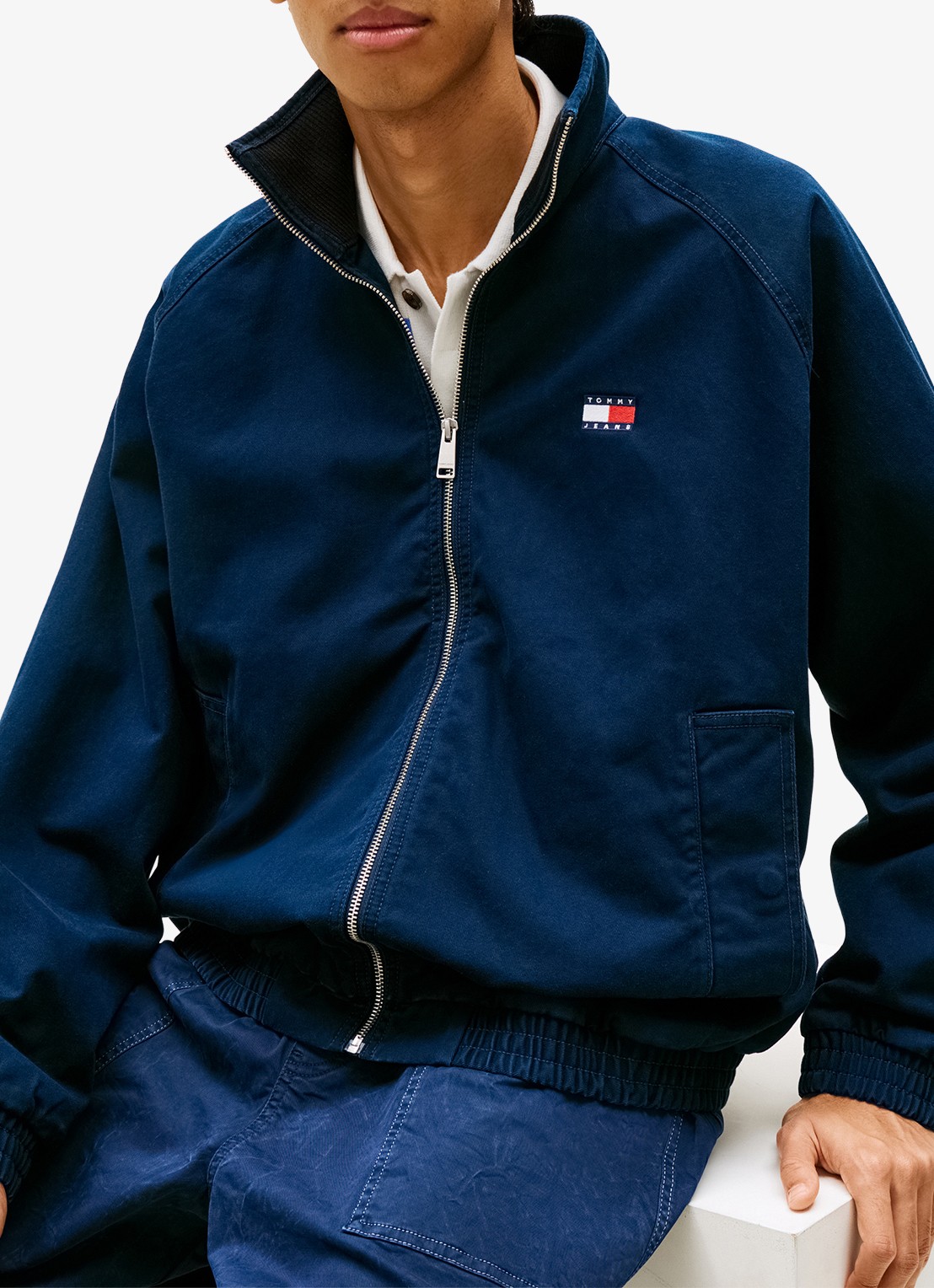 Tommy Hilfiger Bomberjack met logoborduring en steekzakken - detail 4 donkerblauw