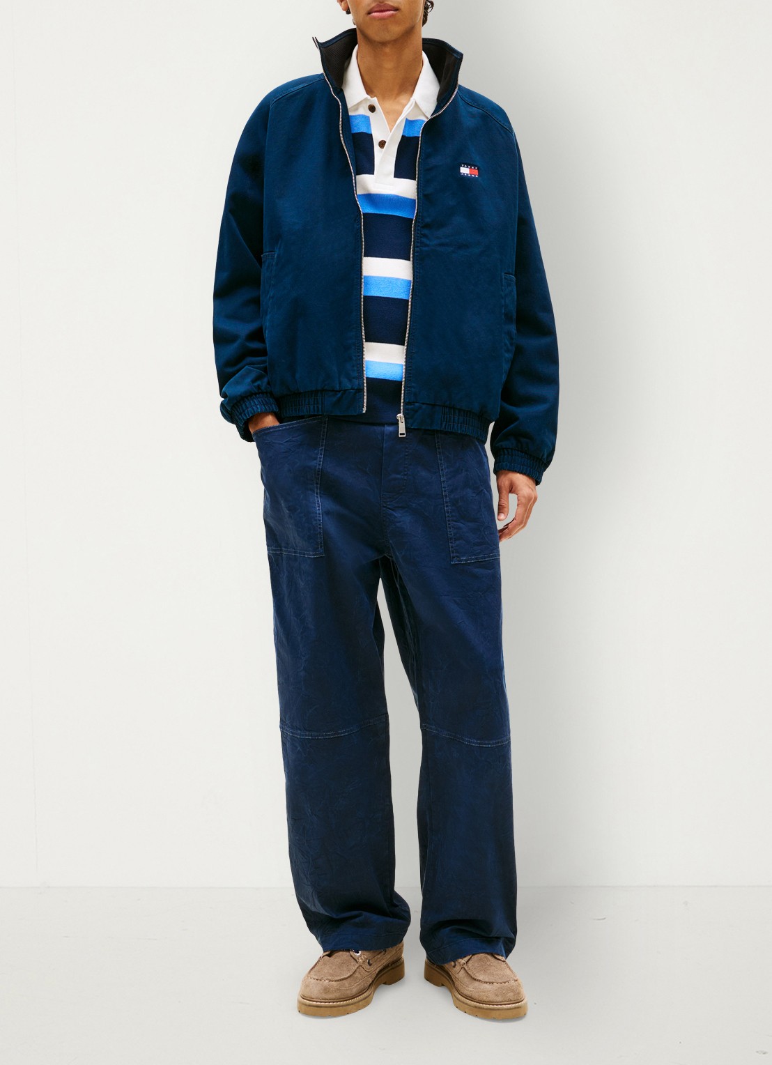 Tommy Hilfiger Bomberjack met logoborduring en steekzakken - voorkant 6 donkerblauw