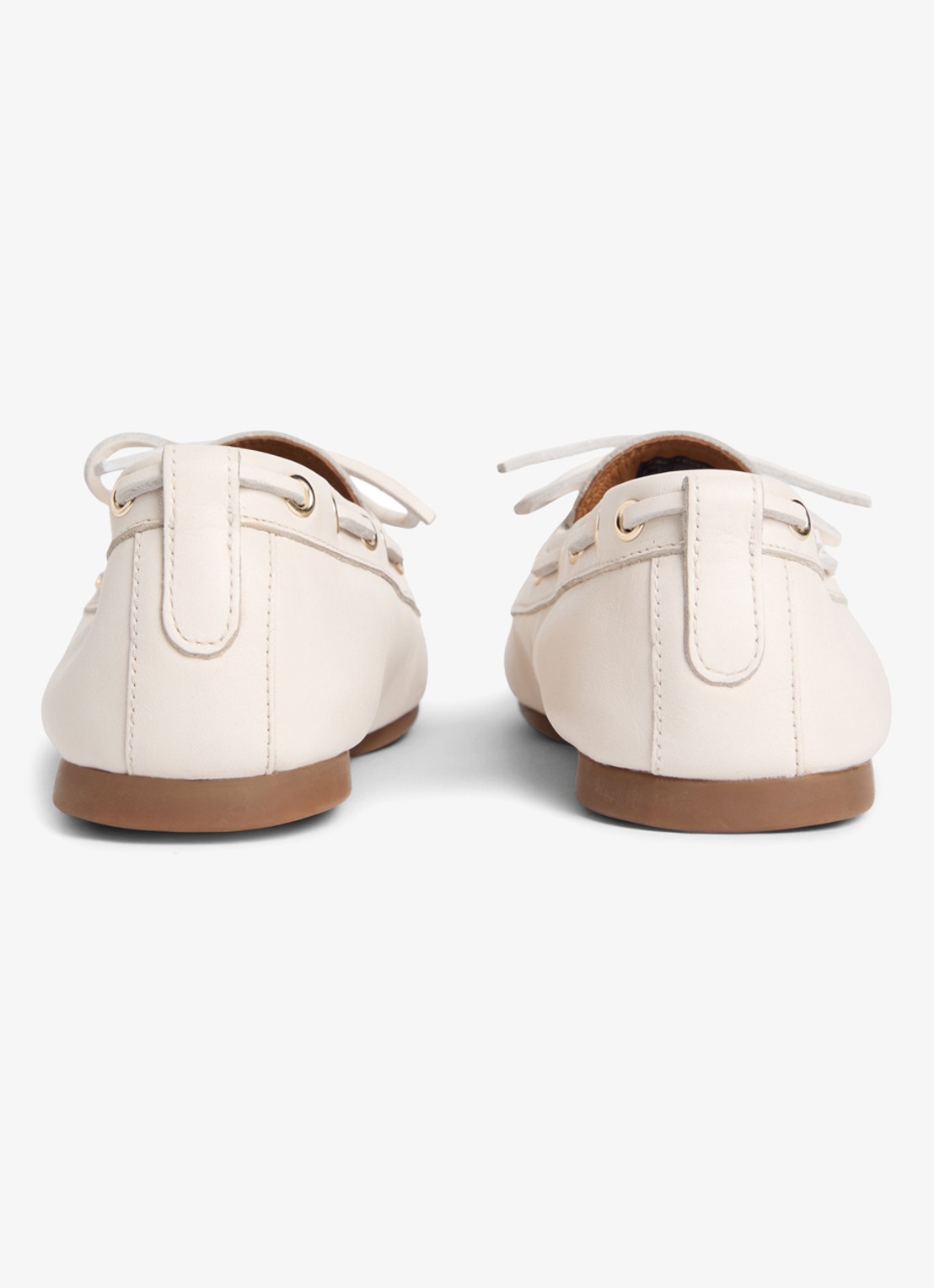 Tommy Hilfiger Bootschoen van leer met logo - achterkant beige